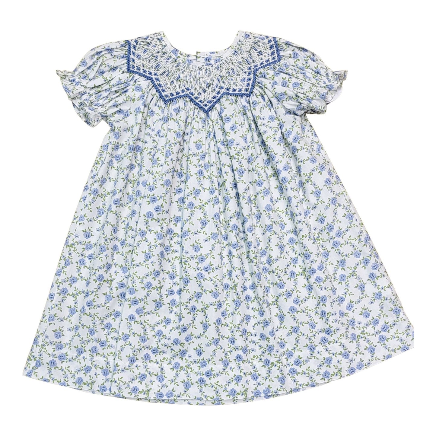 Sweet Dreams blue floral smocked dress