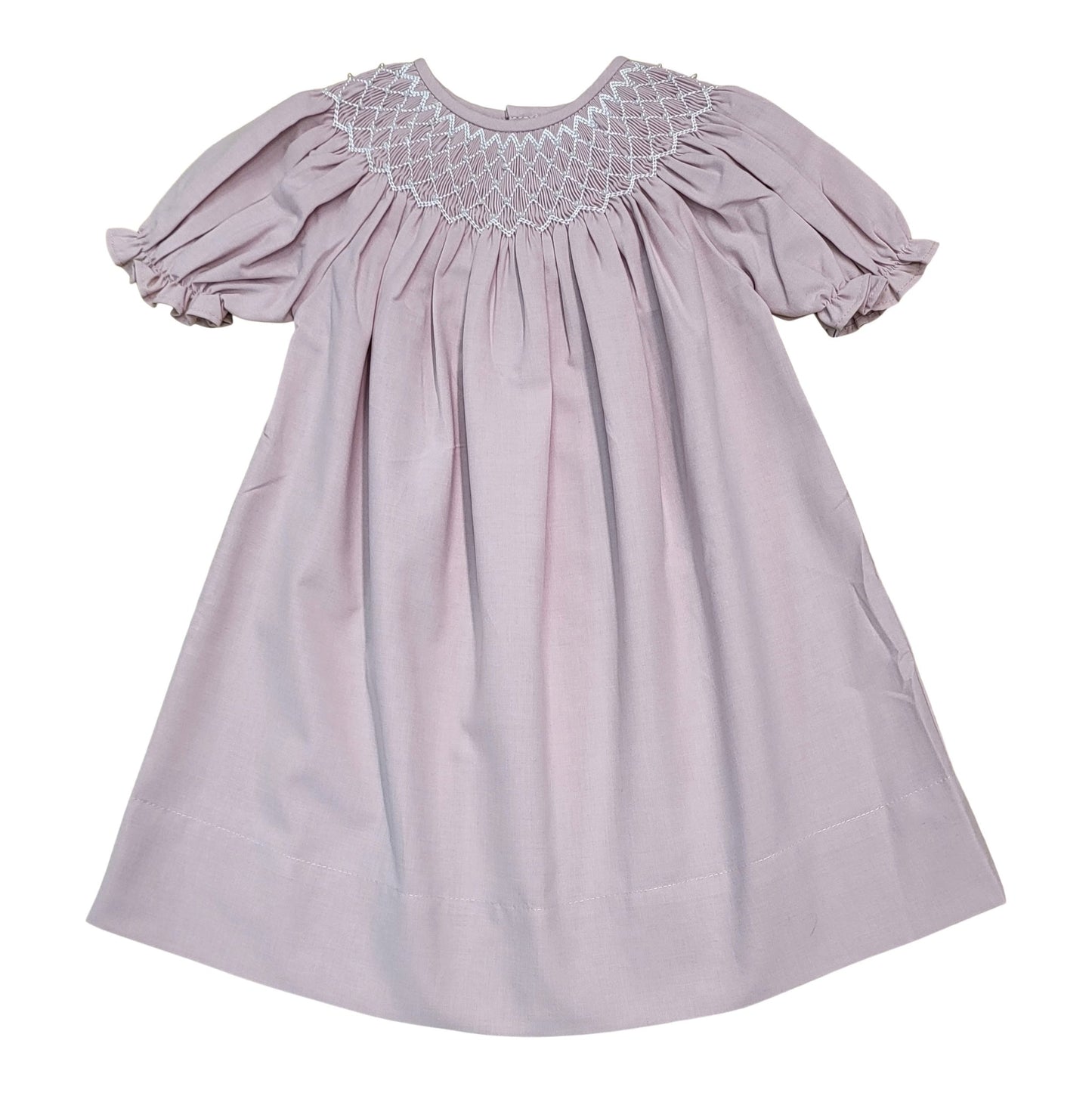 Sweet Dreams Dusty Rose smocked pearl dress