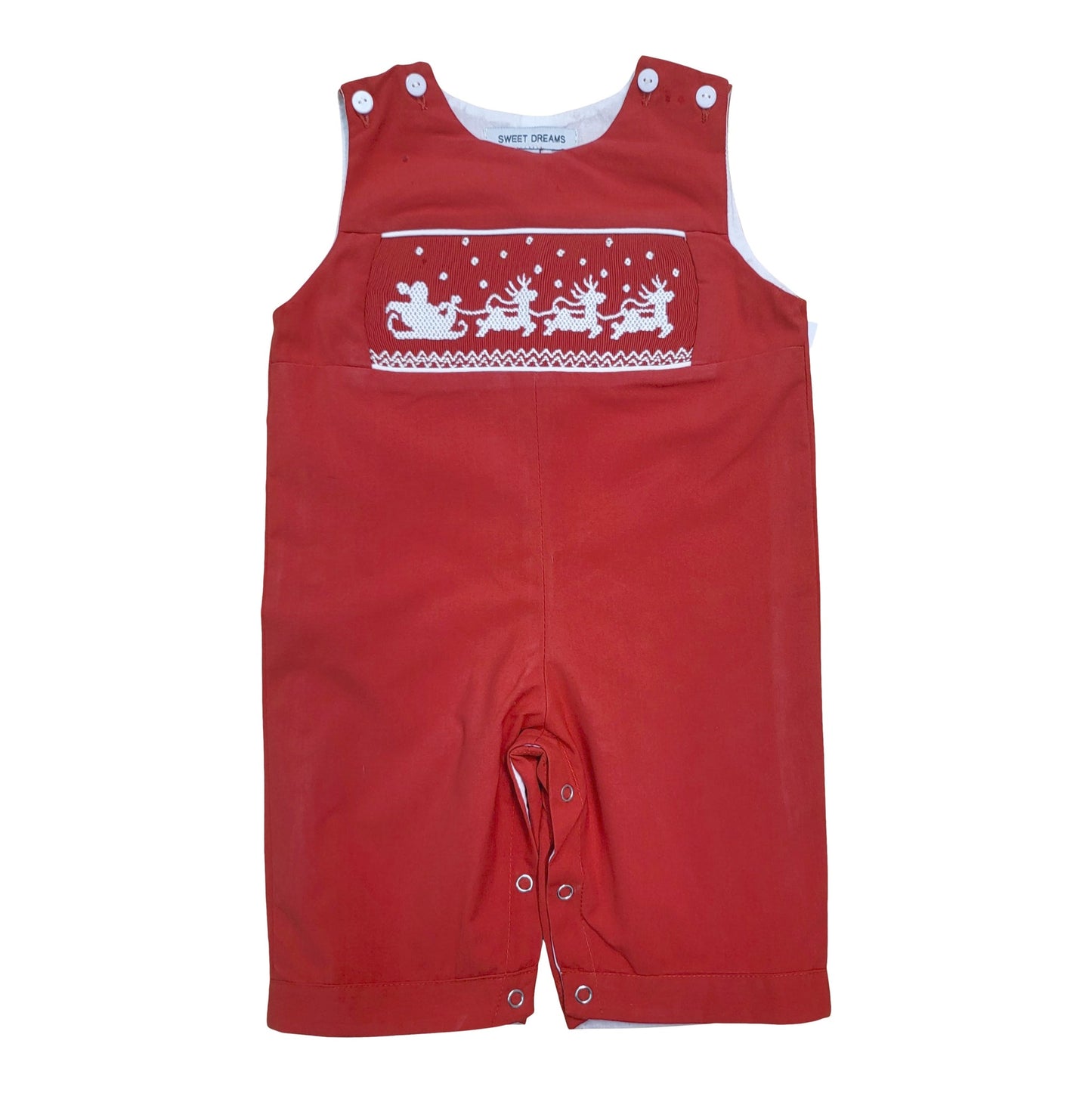Sweet Dreams Santa sleigh smocked long all