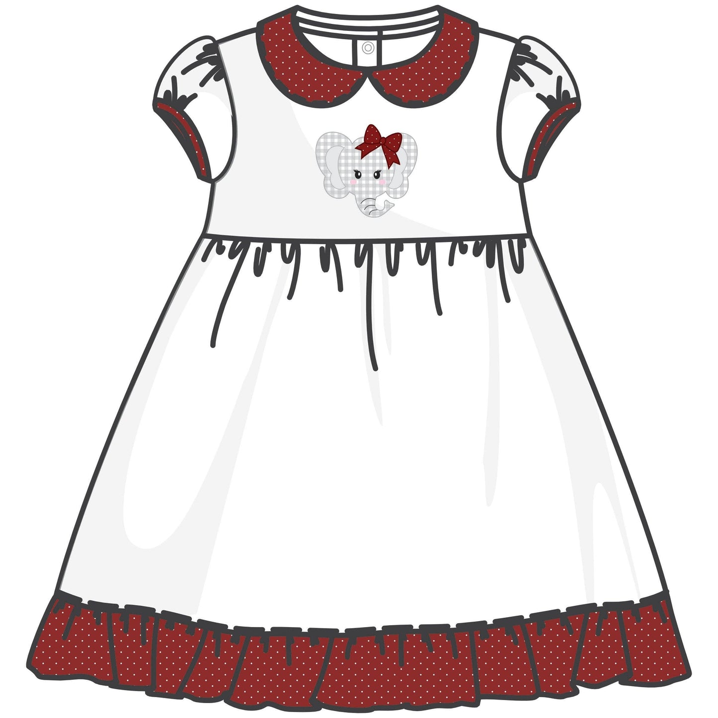 Crimson Cutie Applique Collared Dress - Crimson Girl