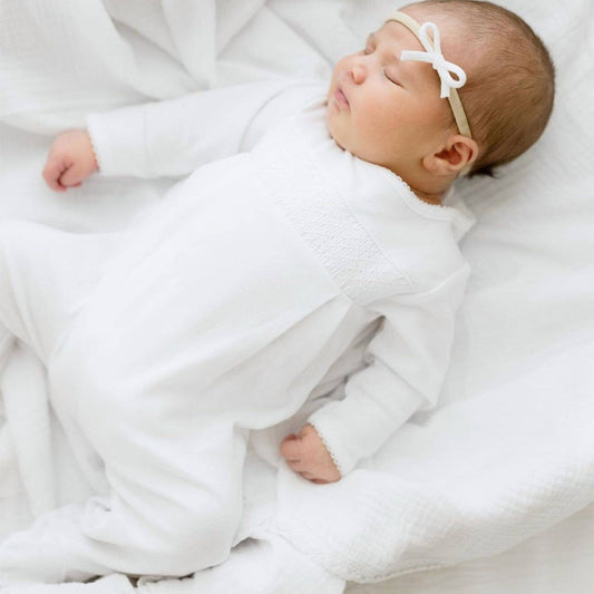 Solid Essentials White Smocked Footie