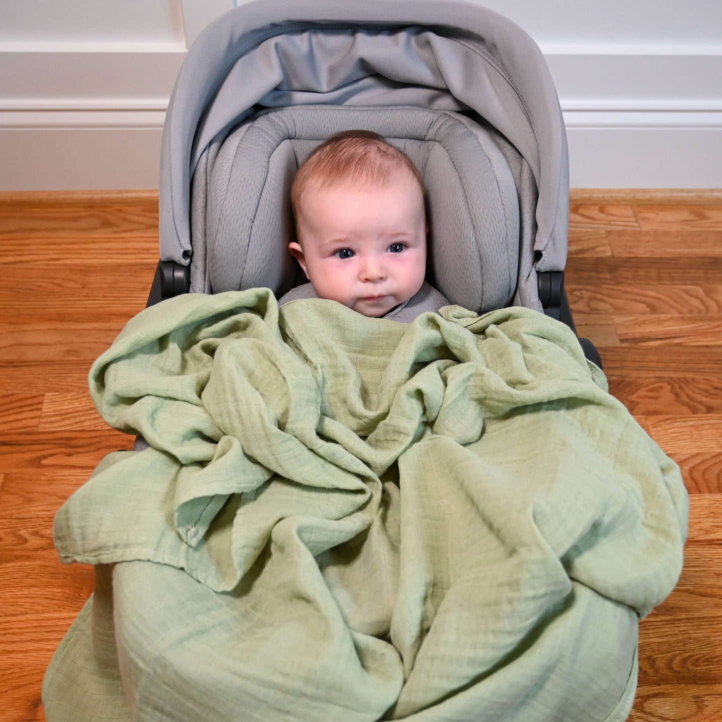 Green Baby Muslin Swaddle Blanket