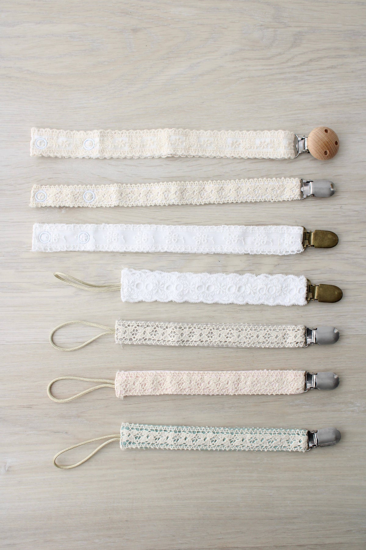 Ivory Floral Lace Pacifier Clip