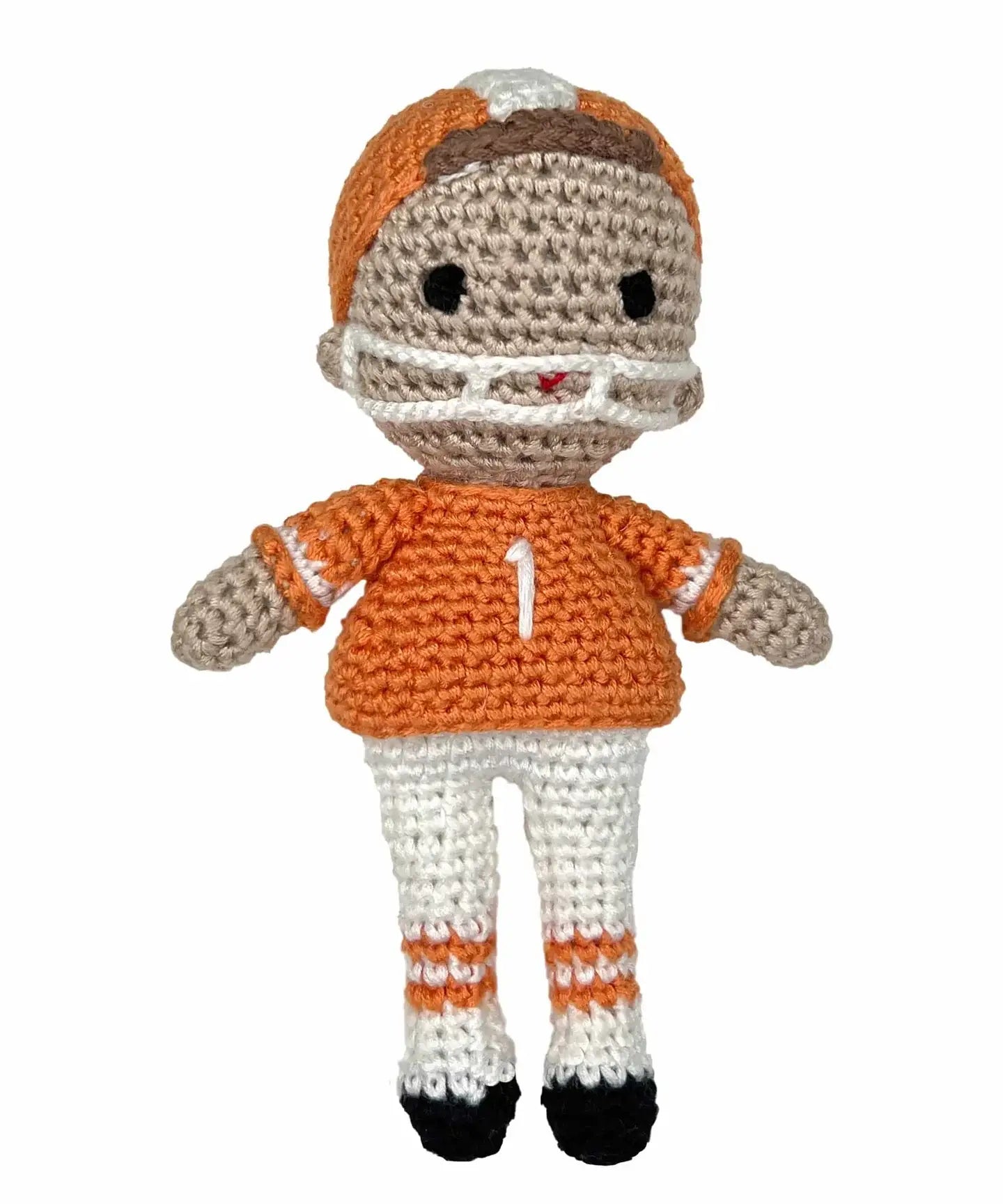 Football Player Bamboo Crochet Rattles in Multiple Colors
