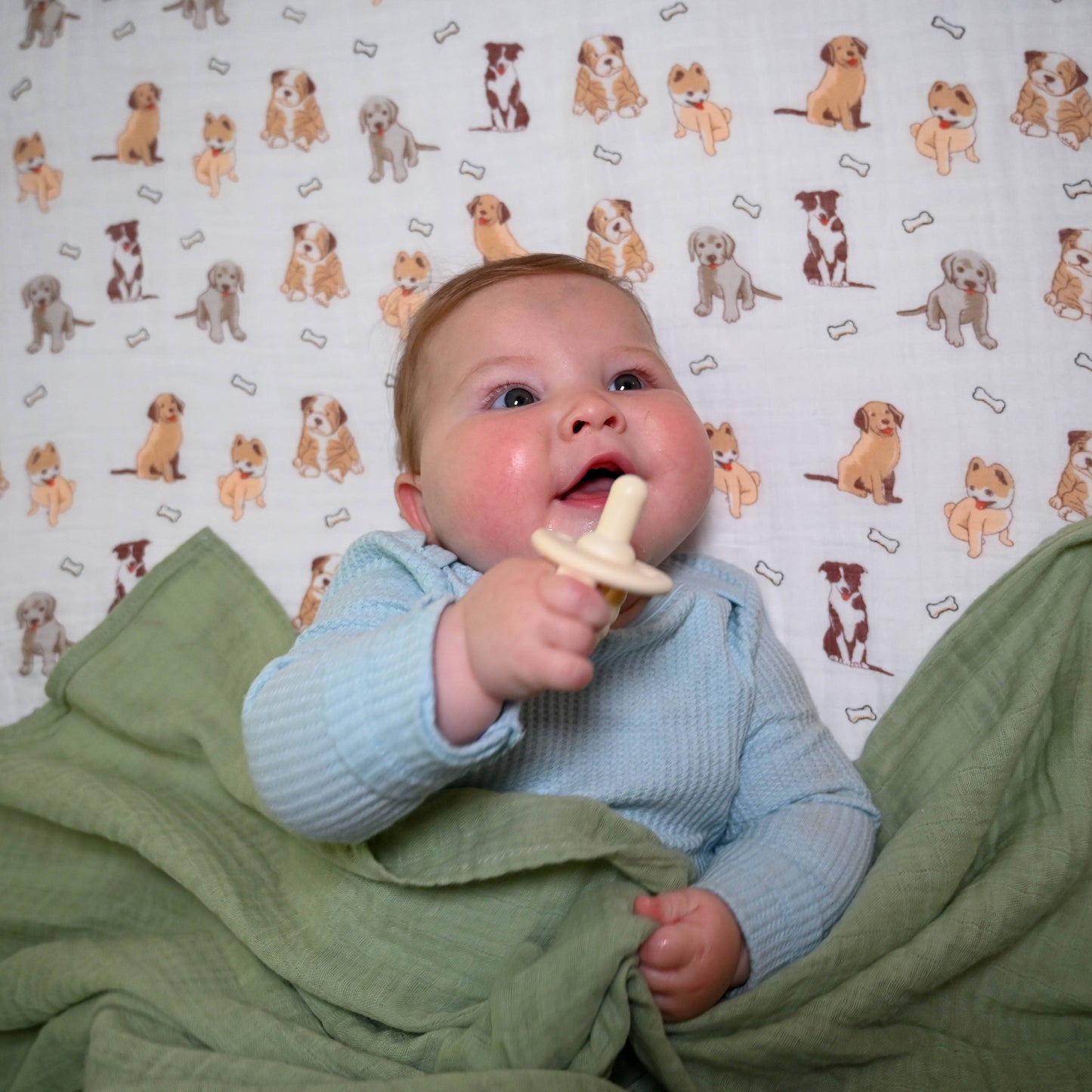 Green Baby Muslin Swaddle Blanket