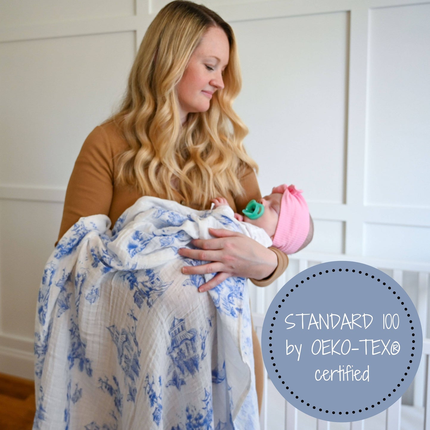 Chinoiserie Baby Muslin Swaddle Blanket