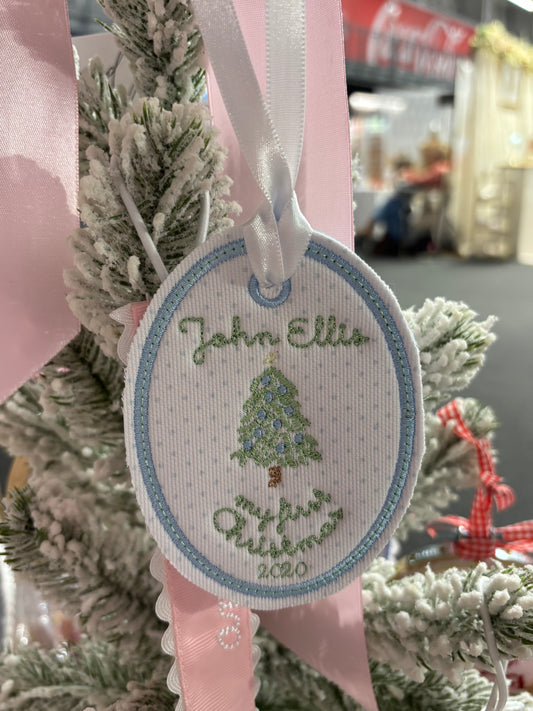 Boy oval Christmas ornament
