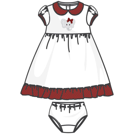 Crimson Cutie Applique Collared Dress - Crimson Girl