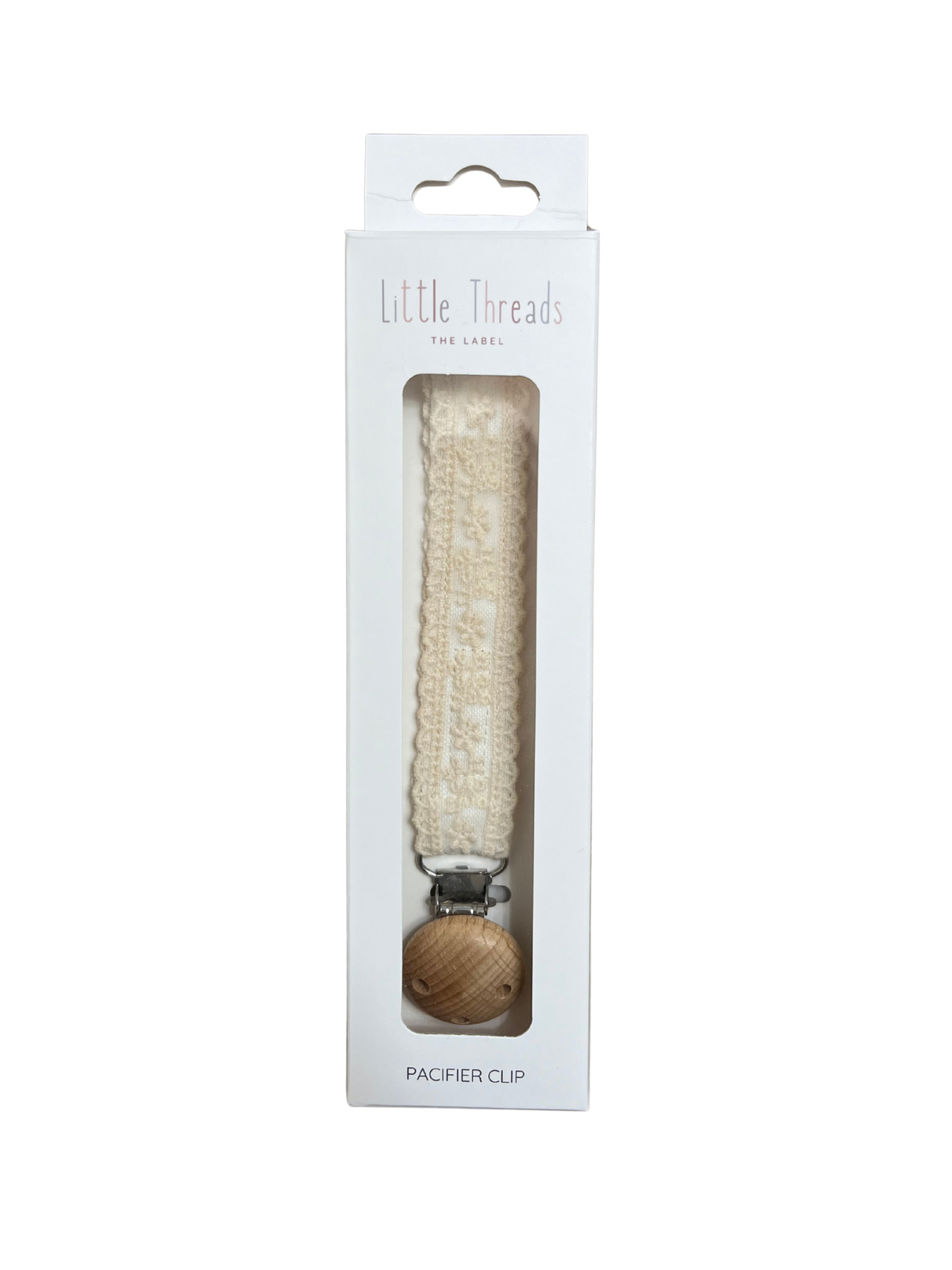 Ivory Floral Lace Pacifier Clip