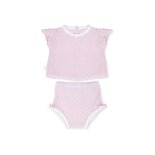 Paty Knit, 2 PC Flutter Sleeve Diaper Set with Bows