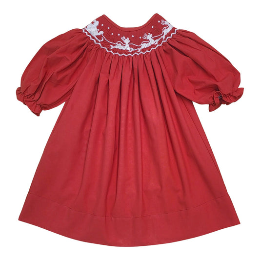 Sweet Dreams Santa sleigh smocked dress