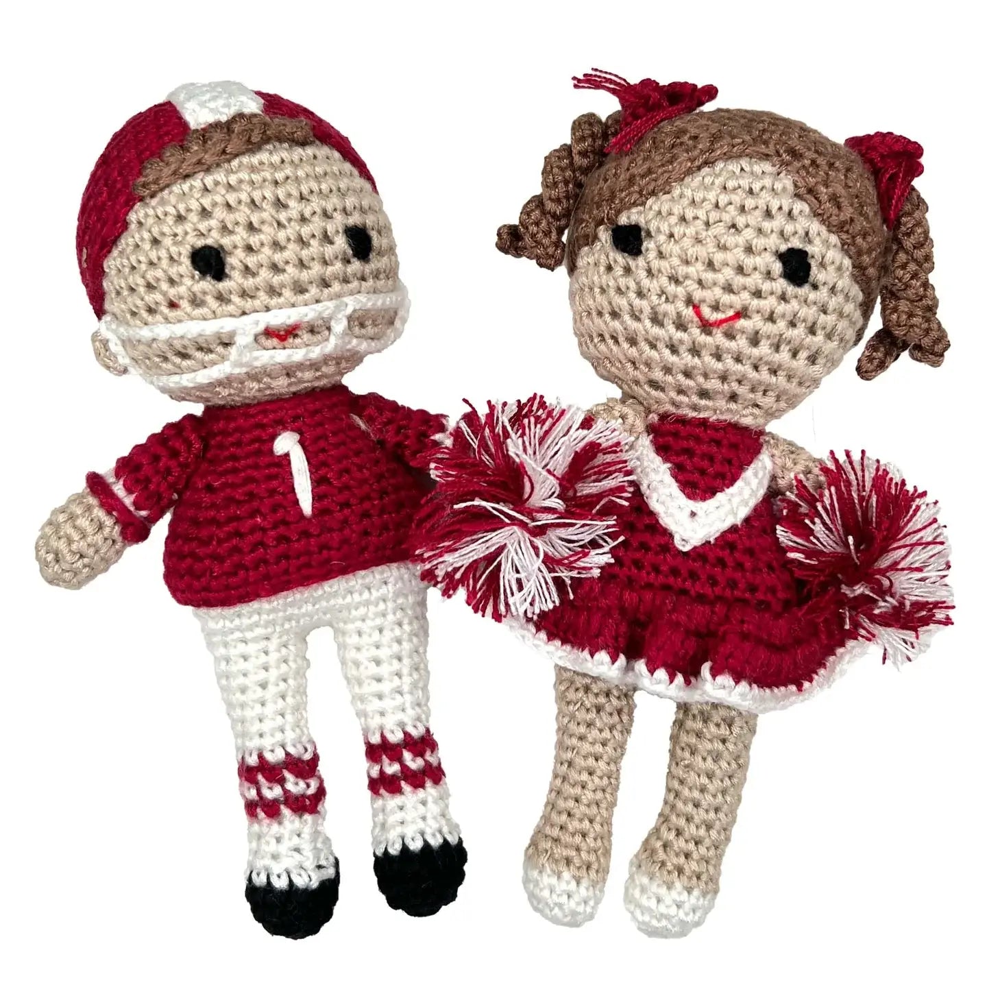 Football Player Bamboo Crochet Rattles in Multiple Colors