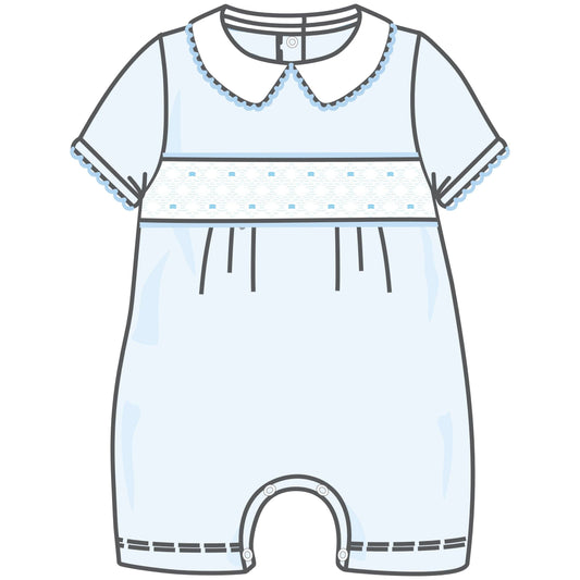 Walker's Classics Smocked Short Playsuit - Light Blue