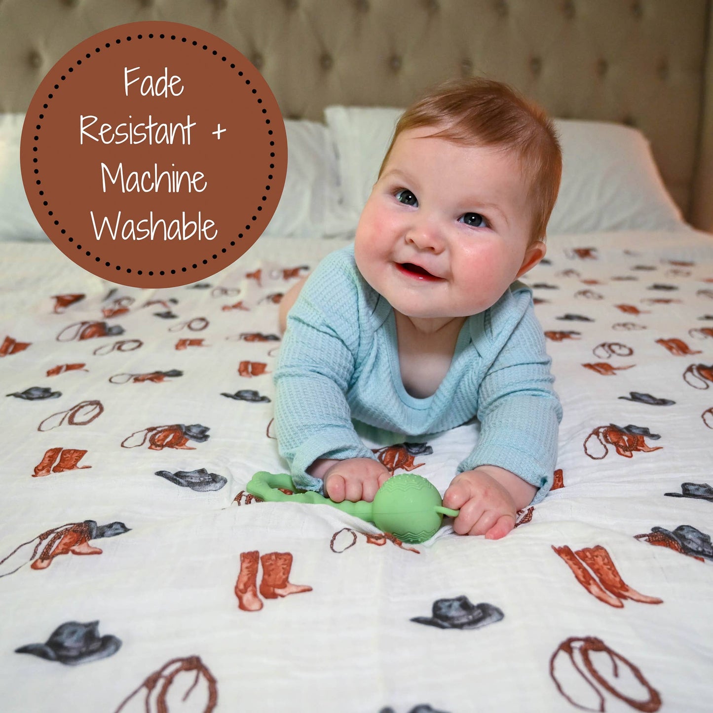 Life Is Better In Boots Western Baby Muslin Swaddle Blanket