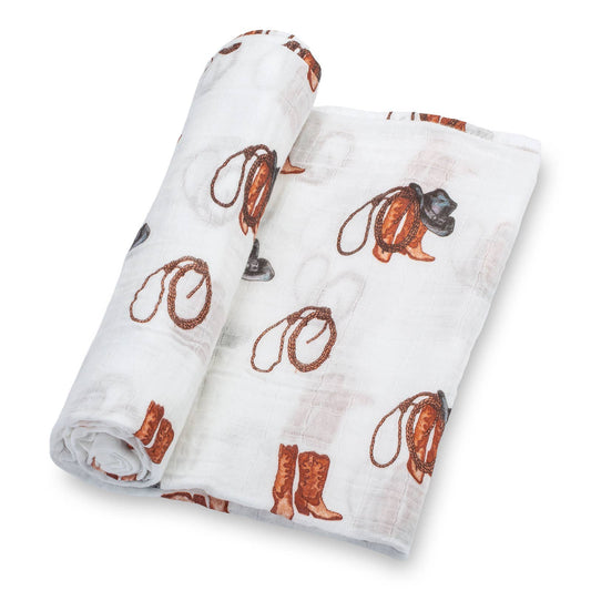 Life Is Better In Boots Western Baby Muslin Swaddle Blanket