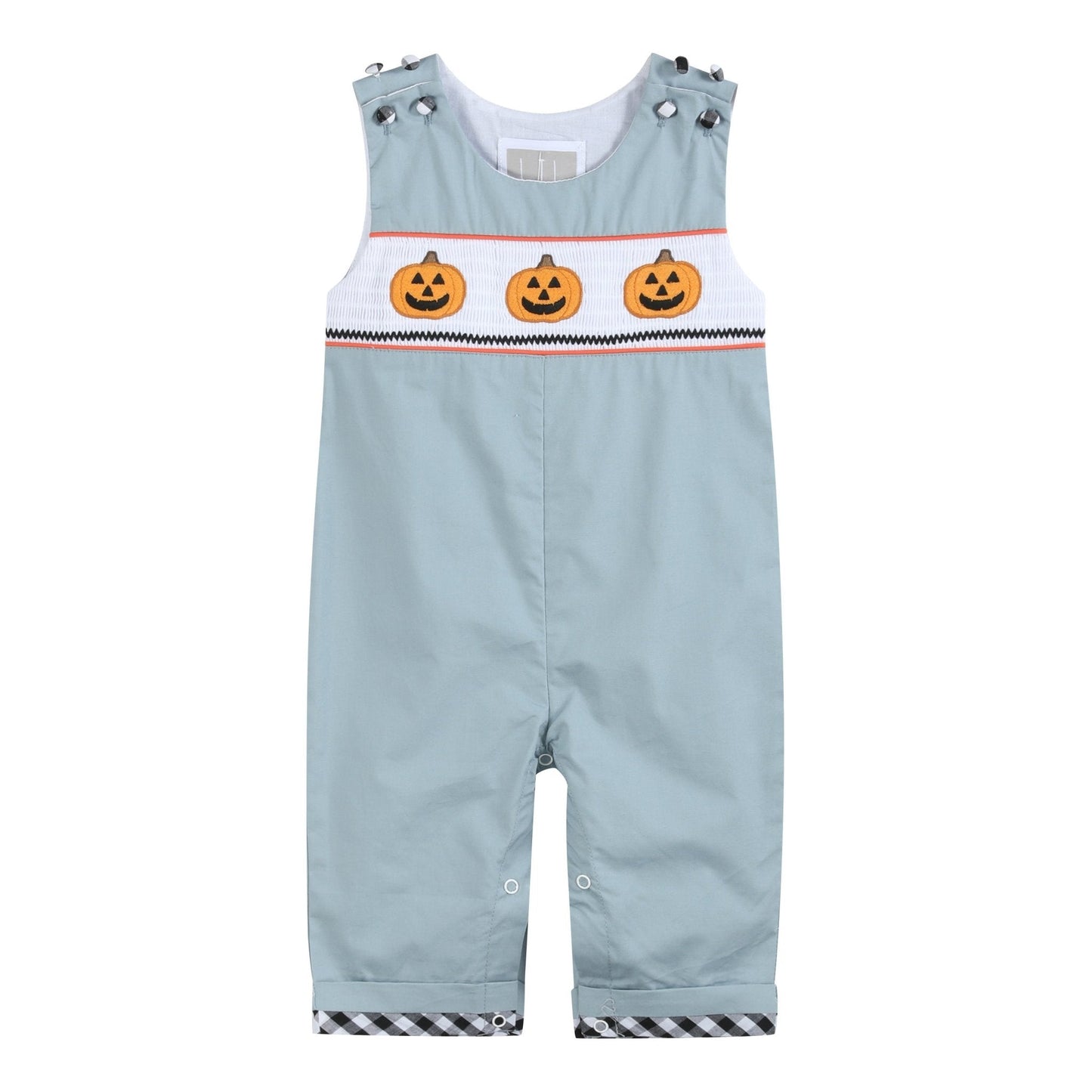 Gray Halloween Smocked Overalls