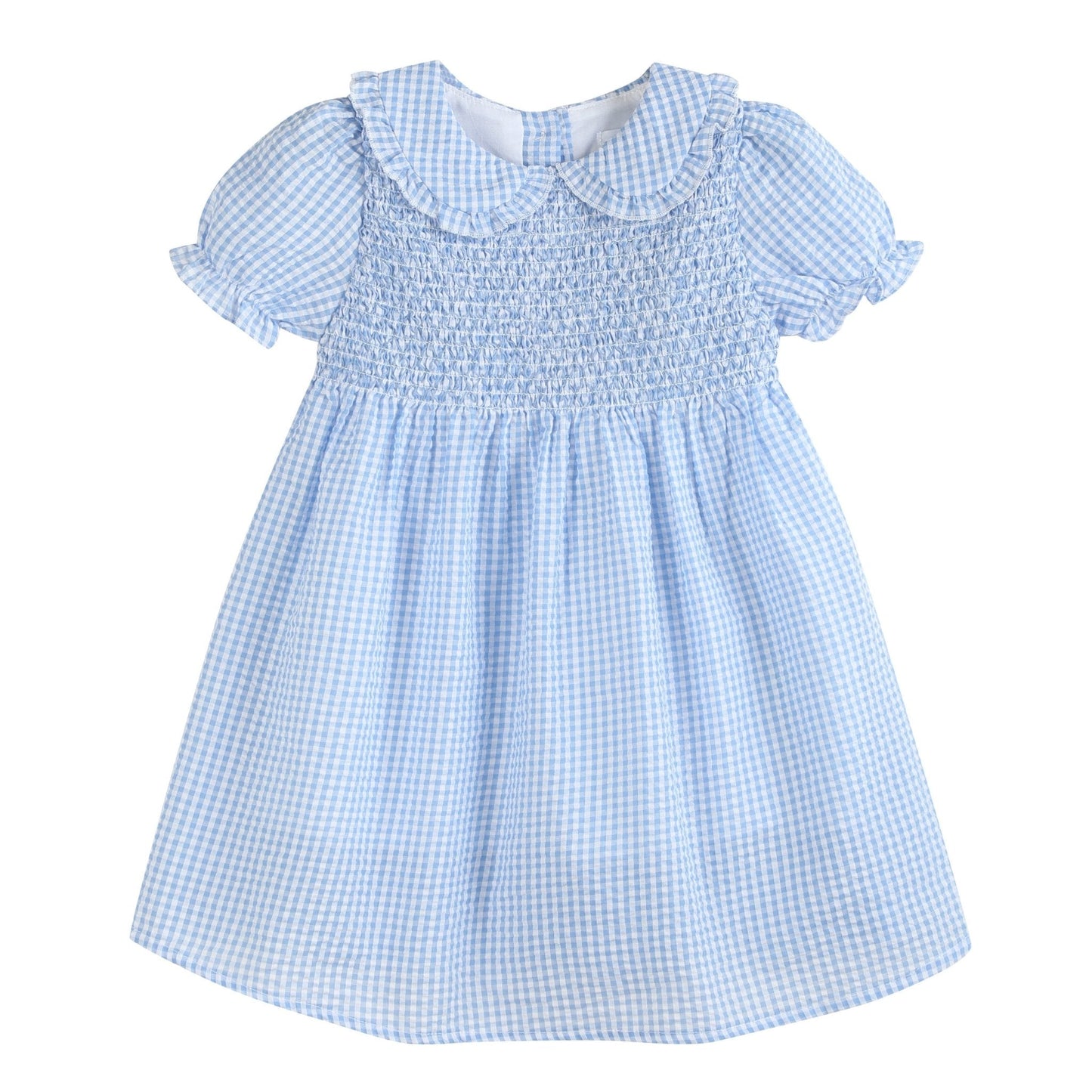 Light Blue Gingham Smocked Dress