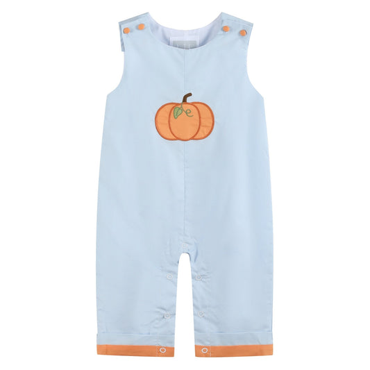 Light Blue Pumpkin Applique Overalls