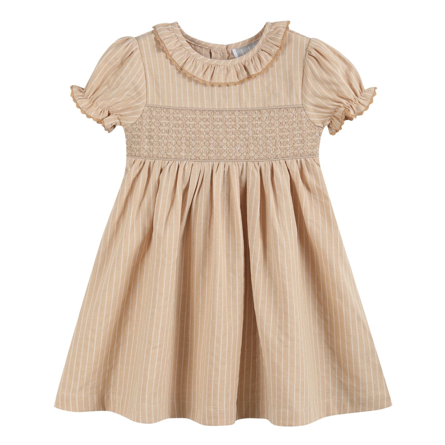 Light Brown Smocked Ruffle Dress
