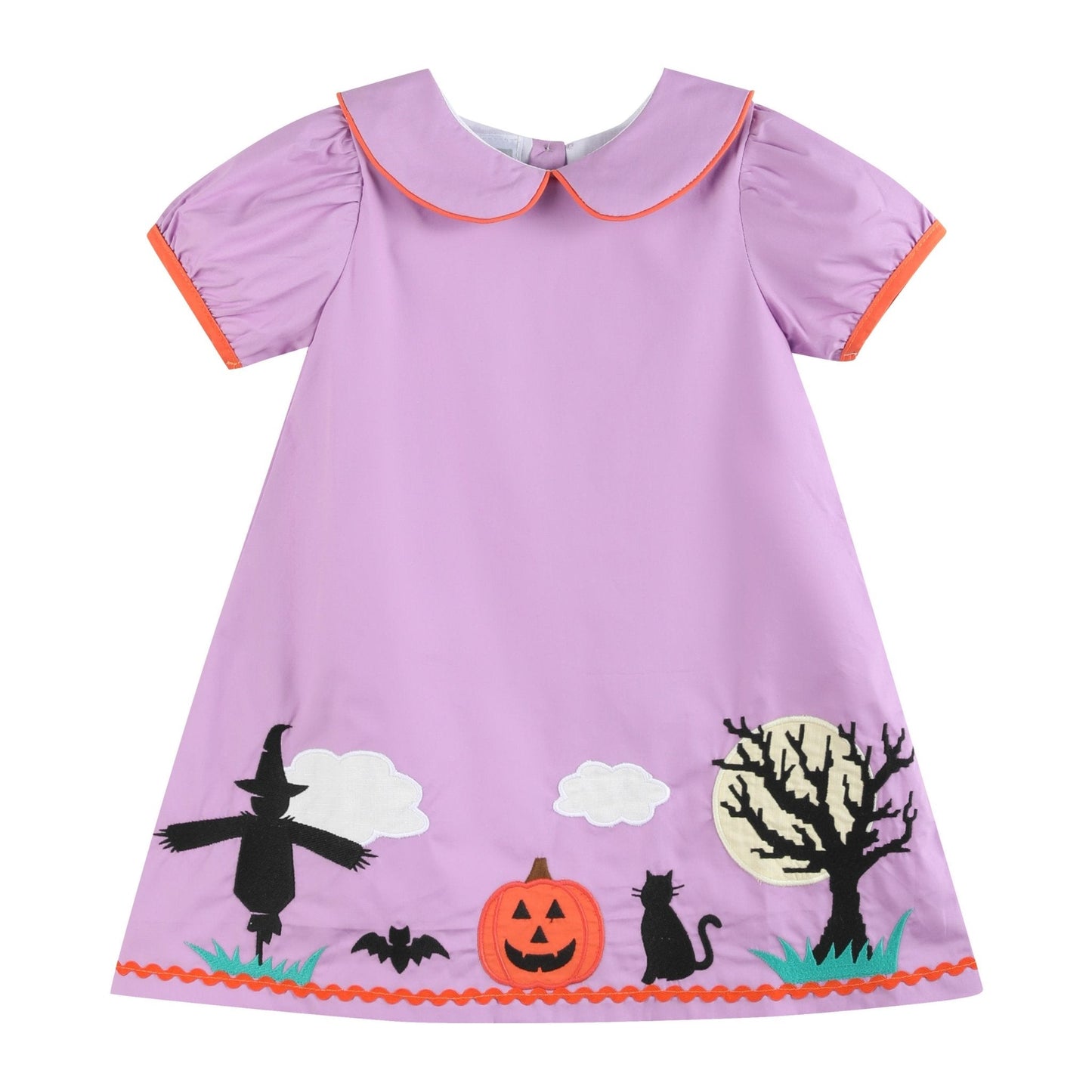 Purple Halloween Scene Girls Dress