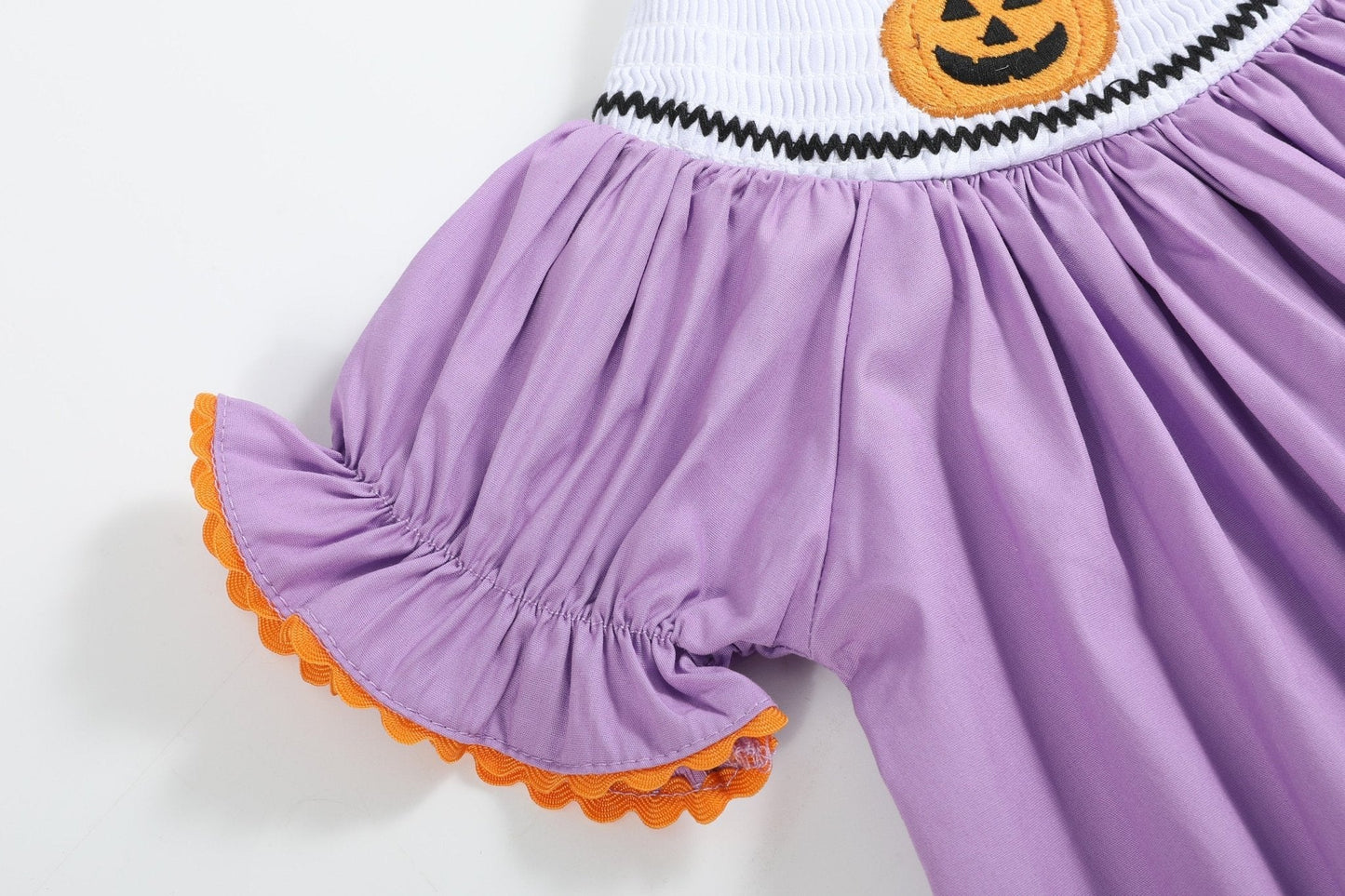 Purple Halloween Smocked Bishop Dress