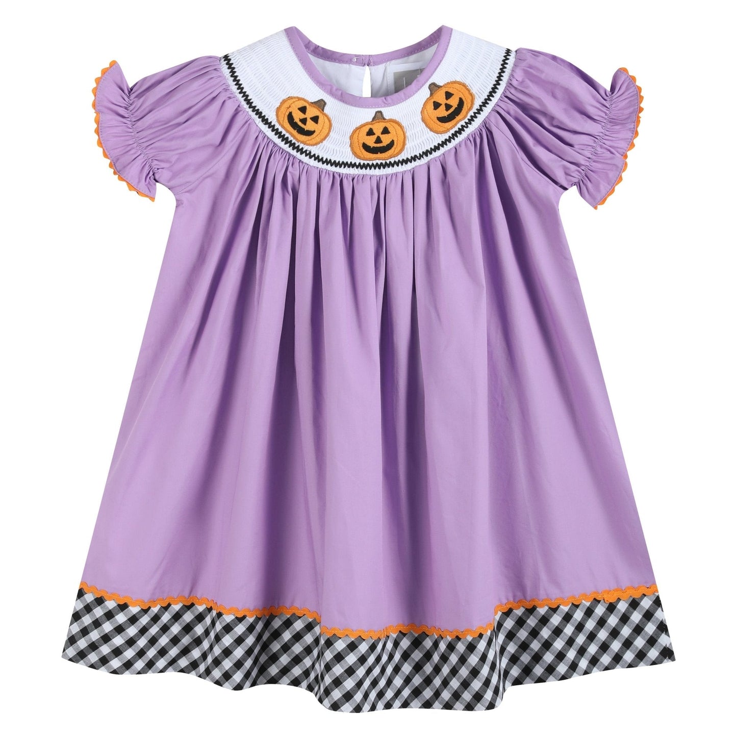 Purple Halloween Smocked Bishop Dress