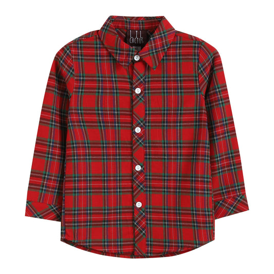 Red & Green Tartan Button-Up